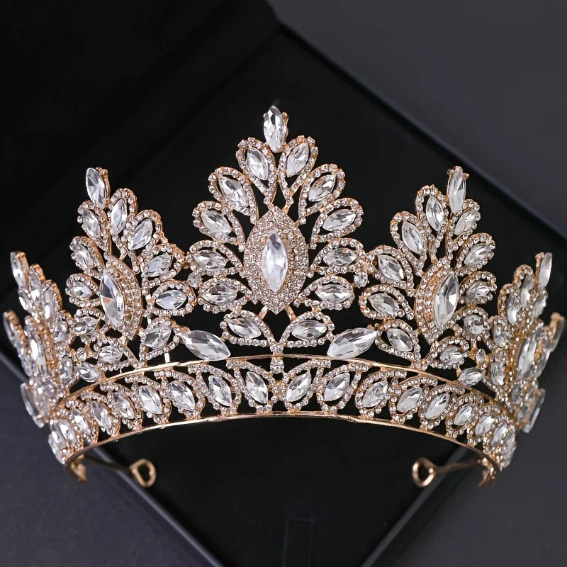 Gold Crystal Tiaras And Crowns Headband Rhinestone Prom Diadem Crown Bridal Wedding Hair Accessories Jewelry Crown Tiara Gift