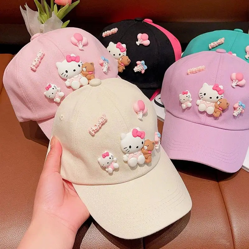 New Sanrio Animation Hello Kitty Travel Cap Spring and Autumn Girls Outdoor Versatile Baseball Cap Sun Protection Visor Hat