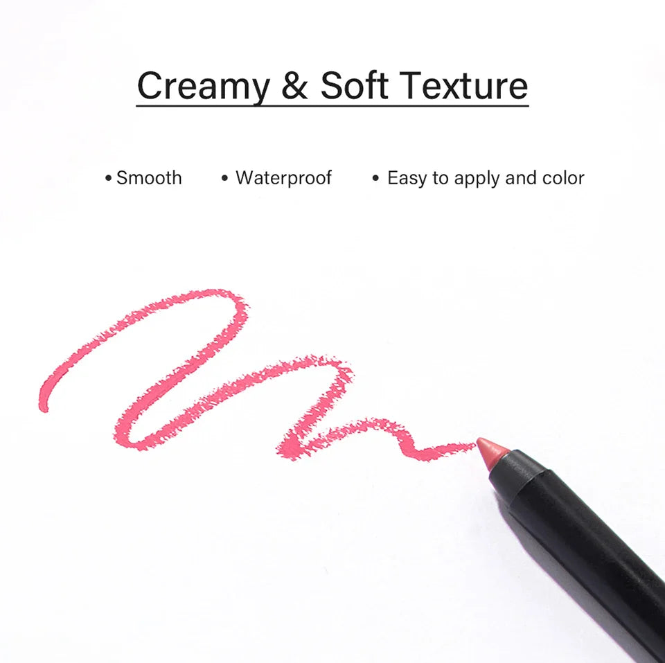 Lipliner Pencil Waterproof Matte Red Contour Tint Lipstick Long Lasting Non-stick Cup Moisturising Lips Makeup 12 Colors
