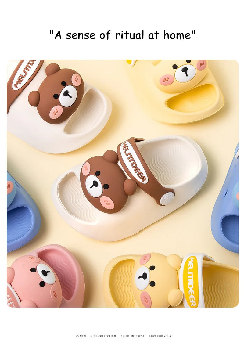 Newborn Baby Slippers Kids Shoes Summer Cute Animal Cartoon Bear Boys Girls Infant Child Comfortable Non-slip Sandals Kids Shoes