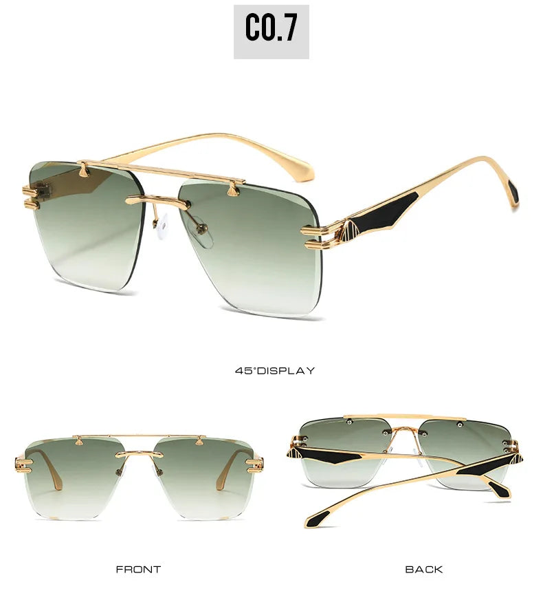 INS Popular Rimless Pilot Sunglasses Men Women Square Shades Retro Brand Female Sun Glasses Vintage Fashion Oculos De Sol UV400