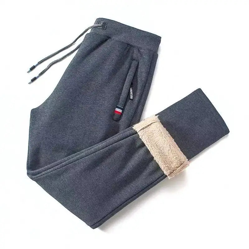 Winter Lambswool Warm Casual Pants Men's Fitness Jogging Sweatpants Male Solid Drawstring Bottoms Fleece Straight Trousers M-5Xl (Available)