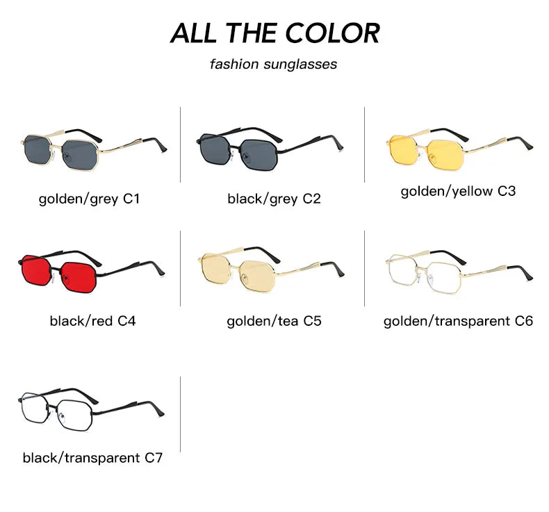 Narrow Sunglasses for Men Fashion Rectangle for Women Metal Luxury Brand Classic Sun Glasses