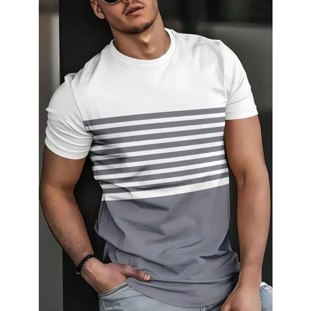 Summer Men Clothes Short Sleeve Round Neck Tops T Shirt Men Casual Fashion Fitness Running Sport Tops High Elasticity