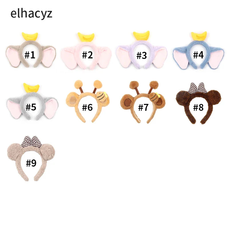 Mickey Mouse Disney Fashion Women Bow Bear Ear Plush Hair Band Cartoon Headband Female Sweet Cute Girls Hairband Hair Accessorie