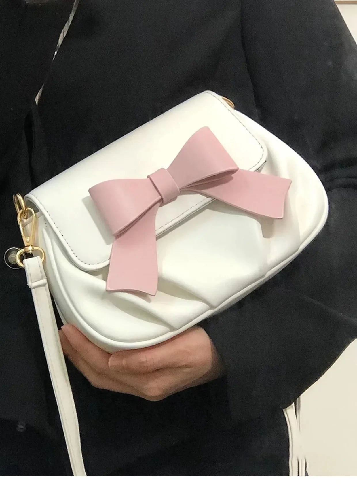 Beautiful Women Bag Bow Small Round Bag Pleated Cloud Bag Soft Versatile Shoulder Messenger Bags