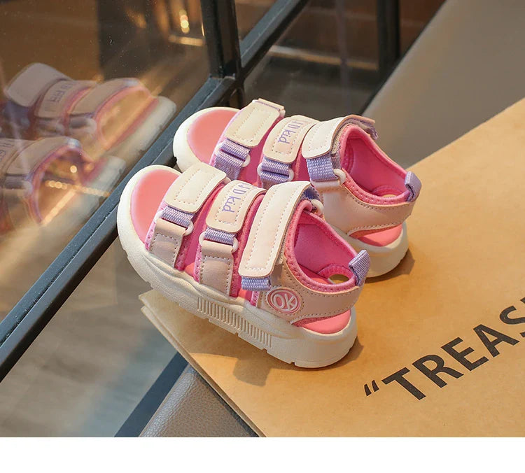 Summer Anti-Slippery Little Kids Sandals for Girls Non-Slip Soft Sole Toddler Beach Shoes School Versatile Chic Casual Footwear