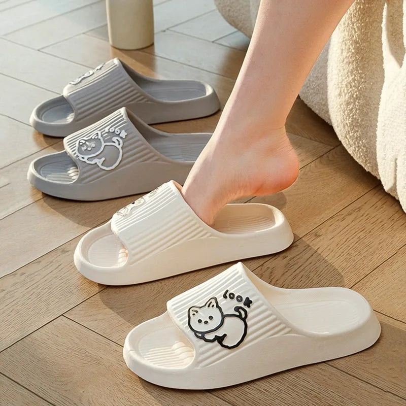 Summer Slippers Bathroom Platform Non-Slip Home Bear Cartoon Flip Flops Beach  Sandals Slides Indoor Outdoor