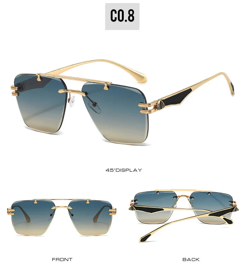 INS Popular Rimless Pilot Sunglasses Men Women Square Shades Retro Brand Female Sun Glasses Vintage Fashion Oculos De Sol UV400