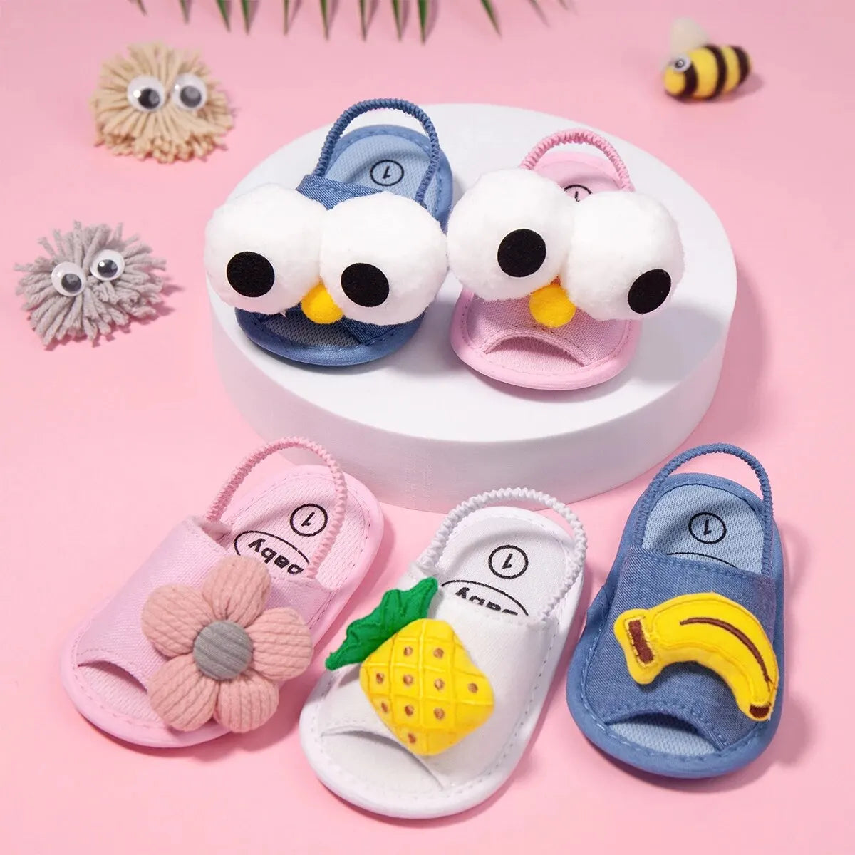 Baby Boy Girl Shoes Fluff Baby Girl Slipper Animals Flower Anti-Slip First Walkers Crib Shoes