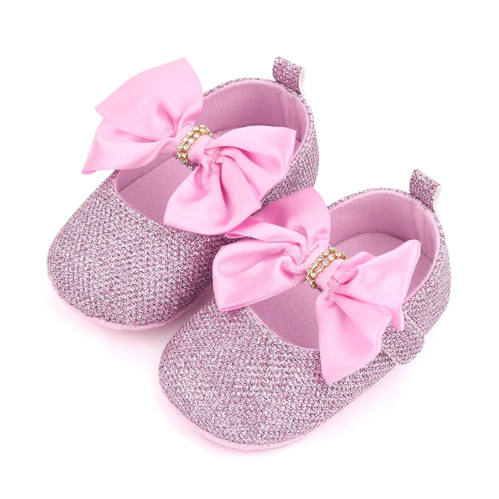 Spring Autumn Beautiful Baby Girl Princess Shoes Soft Soled Butterfly Bowknot Fashion Design Solid Newborn Prewalker Shoes