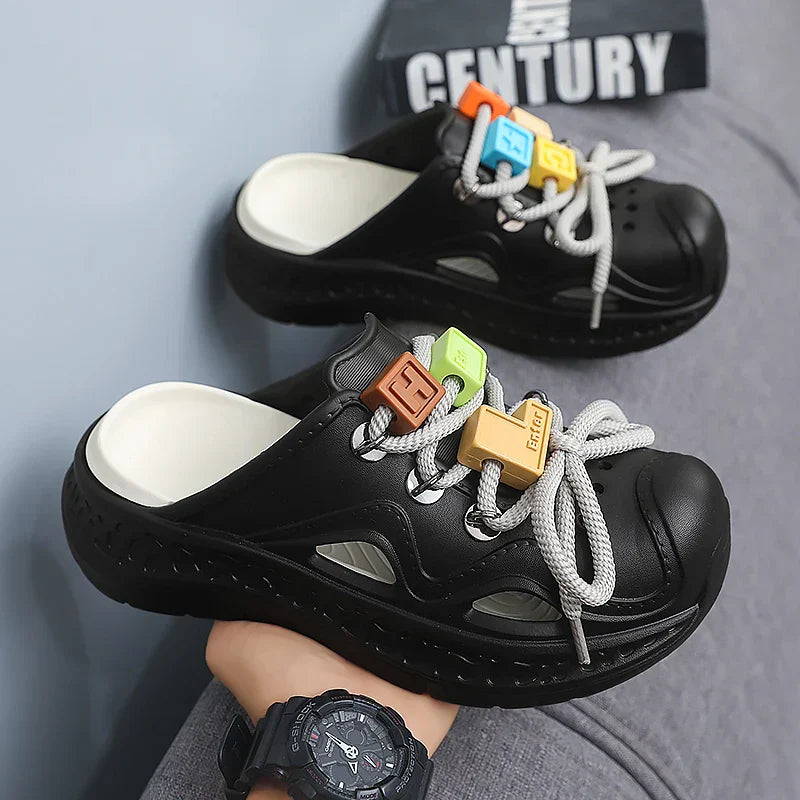 Summer Slippers for Men and Women, Non-Slip Toe-Toe Outdoor Thick-Soled Wear-Resistant Casual Beach Shoes Sandals