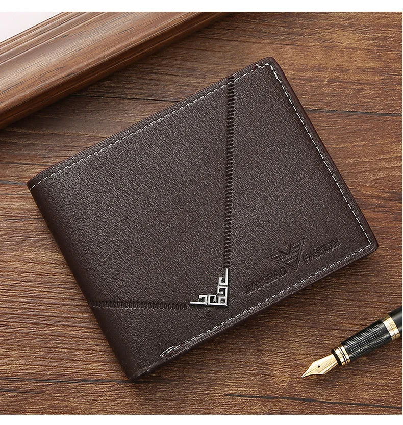 Men's Slim Money Clip Wallet Credit Card ID Holder Casual Male Leather Short Multi Card Holder Purses Business Man Bifold Wallet