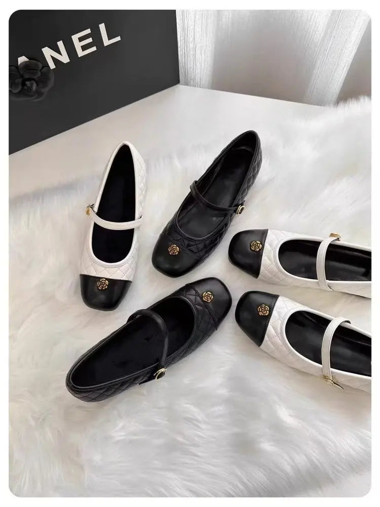 Spring and Autumn temperament commuting shallow mouth single shoe square toe Mary Zhen single shoe women