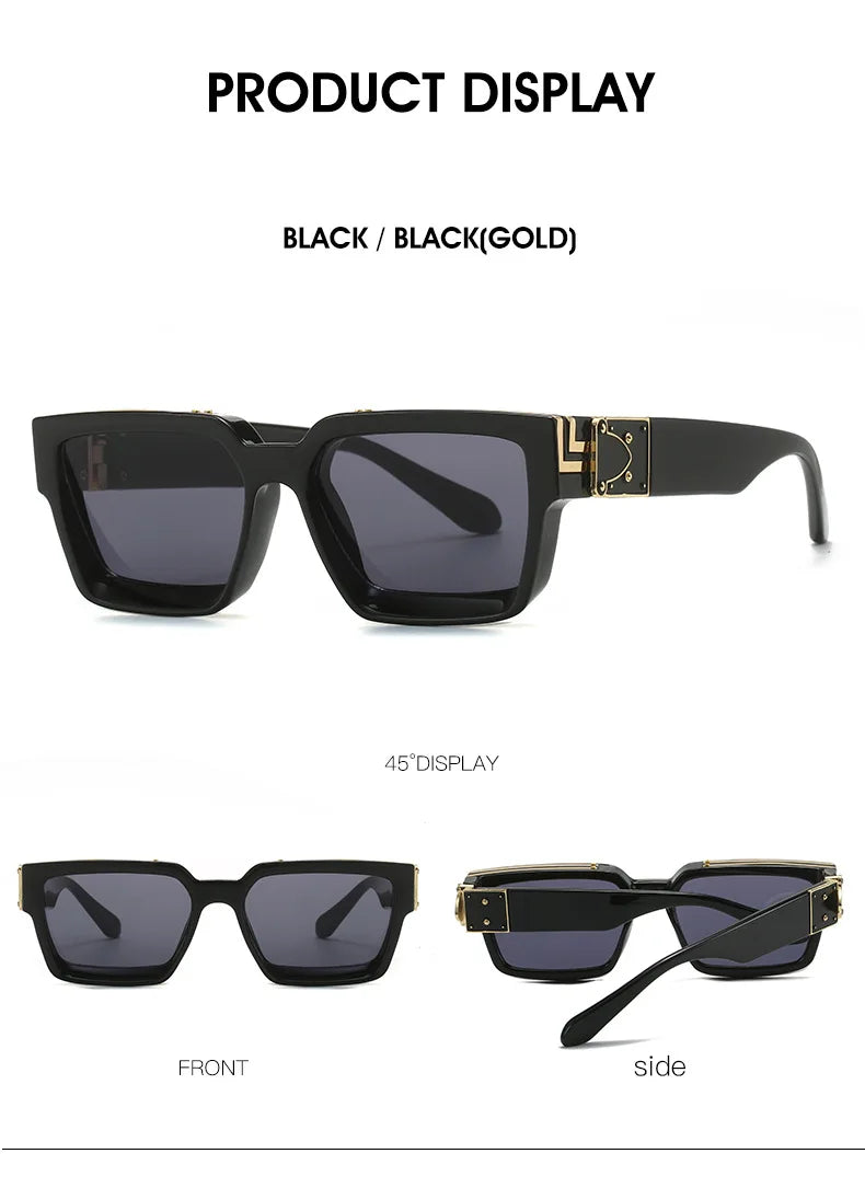 Millionaire Sunglasses For Men Vintage Square Sun Glasses Fashion Retro Sunglasses Women Trendy Luxe Gafas De Sol Hombre Lunette