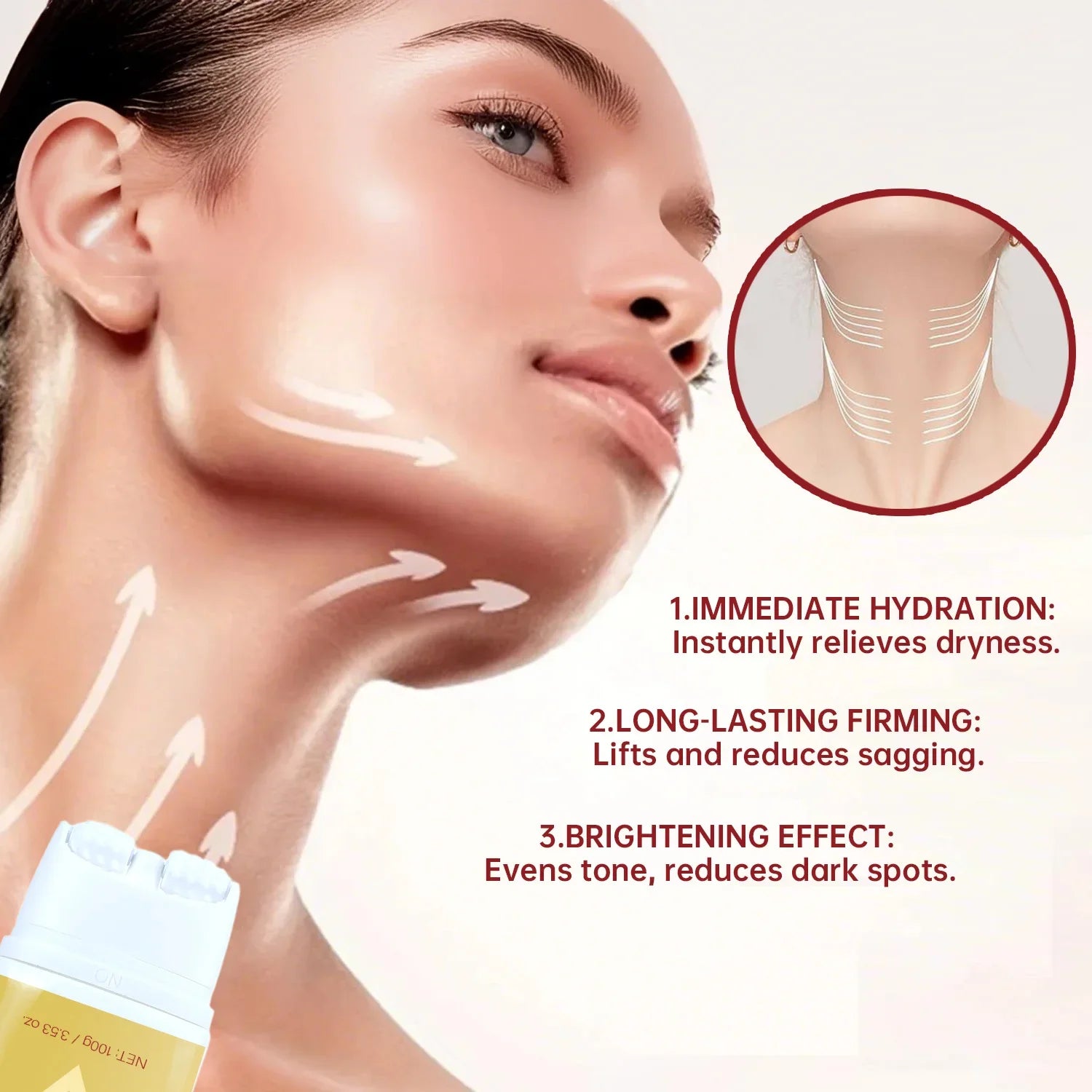 Firming Lifting Neck Cream for Crepey Skin Comfort Roller Neck Cream Deeply Moisturizing Tightening Lotion Skin Care