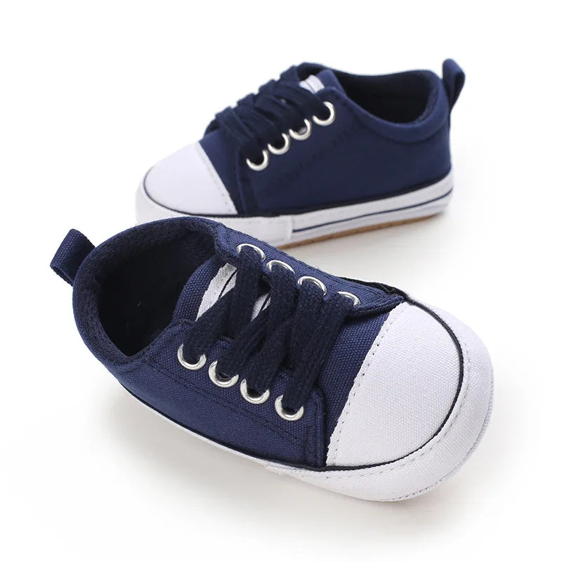 Baby Boys Girls Canvas Shoes Non-slip Rubber Sole Comfortable Soft Unisex Baby Basketball Shoes 0-18M