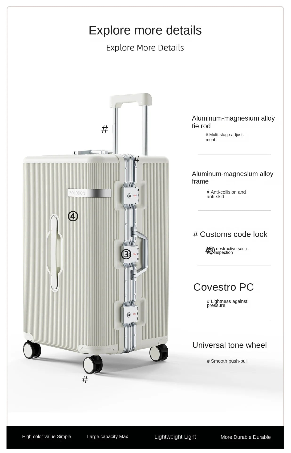 2026 New Luggage Aluminum Frame  ABS+PC 26/28 inch Large Size Travel Suitcases 20inch Cabin Bag Password Trolley Case