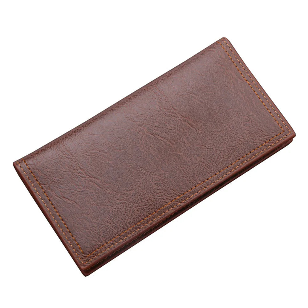 Classic  Men'S Wallet Long Oil Wax Leather Long Wallets Gift Vintage Card Simple Storage Big Money Clip ID Bag Card Holder