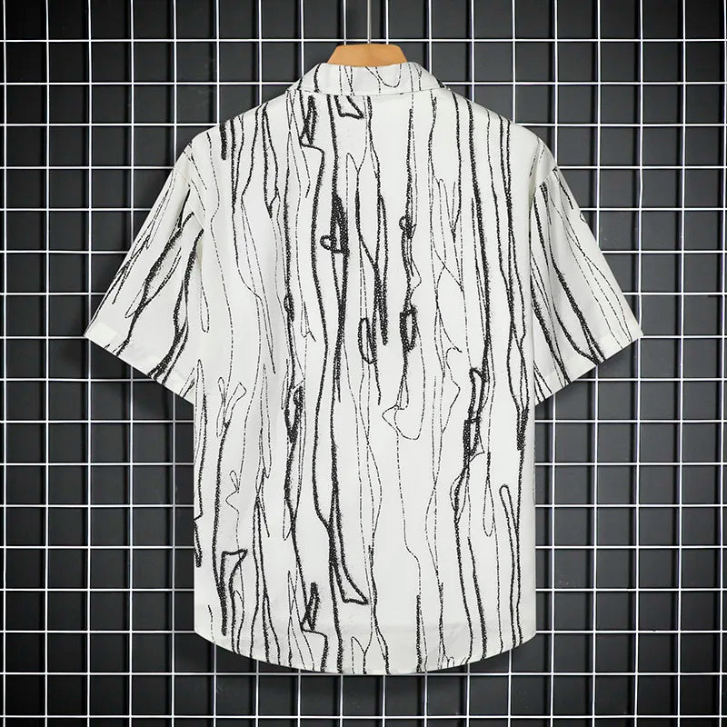 Beat The Heat in Fashion with Our Black Patterned Short Sleeve Shirt for Men