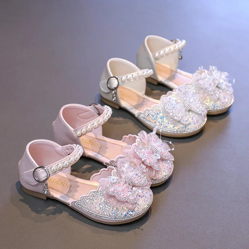Summer Roman Sandals Fashion Bow Sequins Beads Comfortable Everyday Children's Cute Casual Flat Walking Shoes Zapatos Mujer