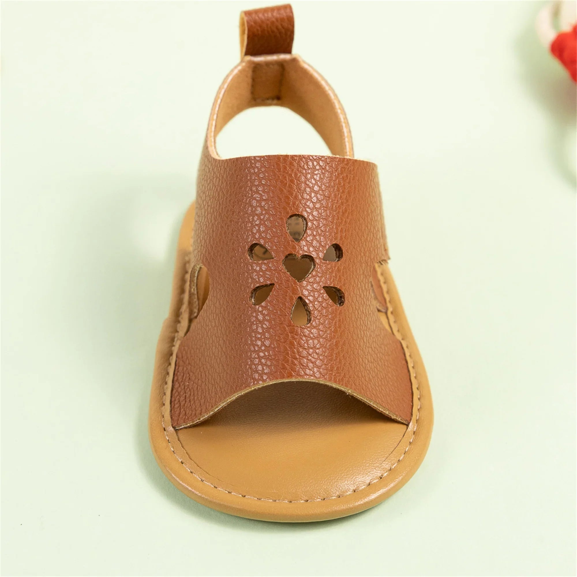 Baby Girl Summer PU Sandals Anti-slip Soft Sole Open-Toe Flower Hollow Shoes for Outdoor, School, Party