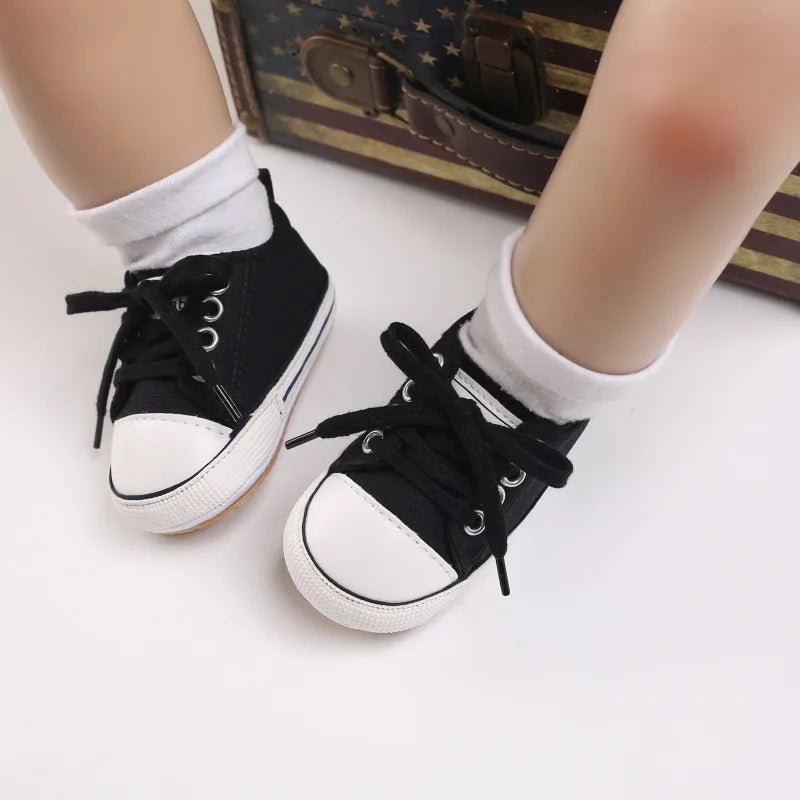 Baby Boys Girls Canvas Shoes Non-slip Rubber Sole Comfortable Soft Unisex Baby Basketball Shoes 0-18M