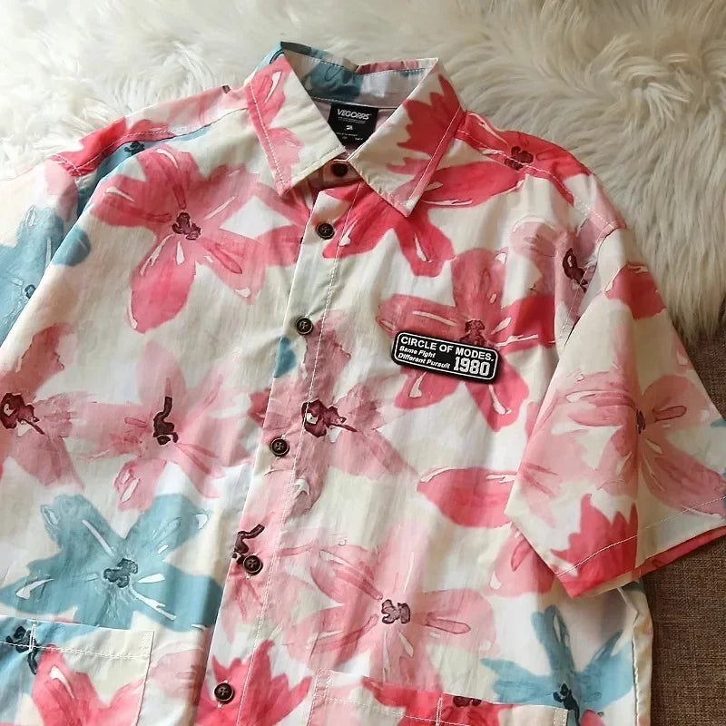 Men's Summer New Short sleeve Print Shirts Thin Beach Top Seaside Leisure Men's Essential Fashionable and comfortableClothes