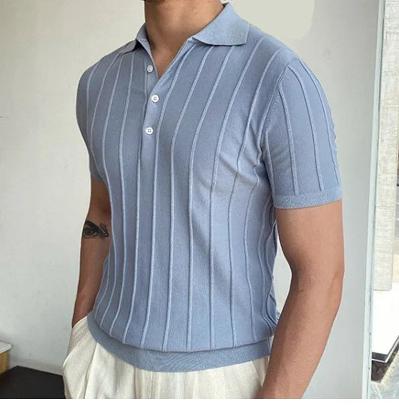 Men's Short-Sleeved Polo Shirt with Lapel Collar, Business Casual Style, Pure Color Sweater, New Fashionable Design, Plus Size