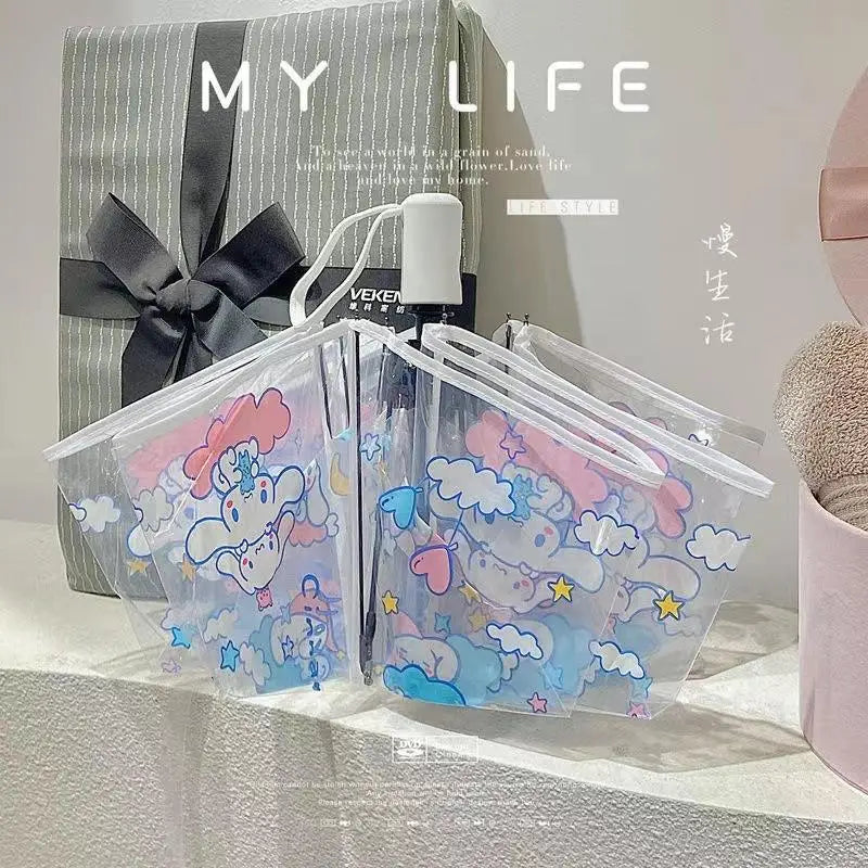 Sanrio Kuromi Folding Umbrella Cinnamoroll Printed Windproof Kawaii Mini Storage Girl Gift Rainy Outing Portable Lightweight Y2K