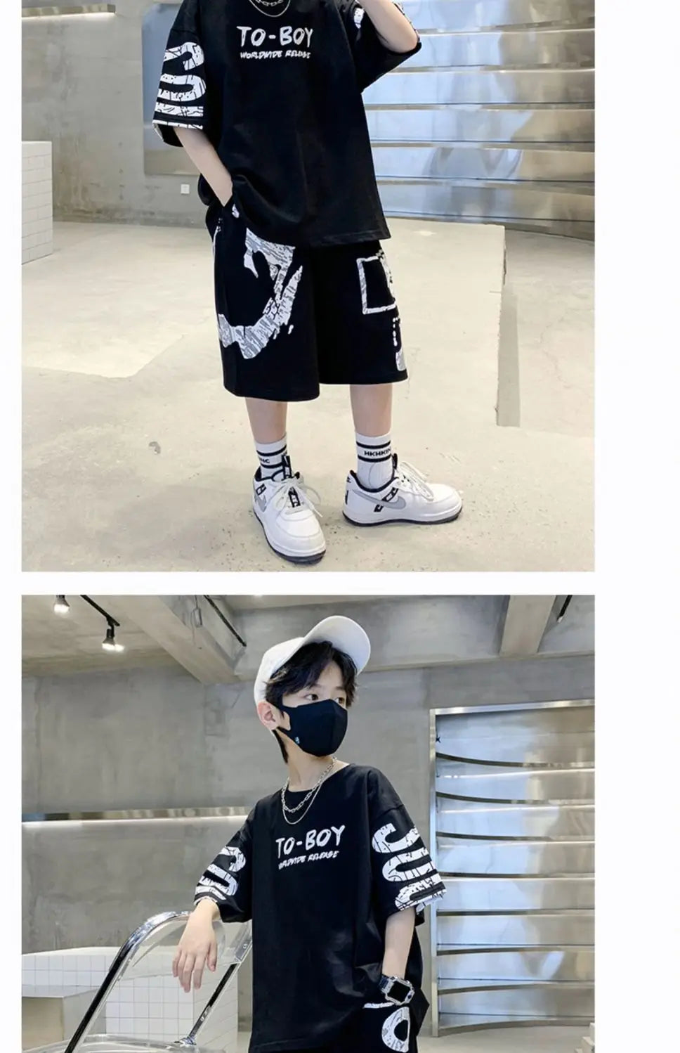 Boys Summer Trendy Casual Sports 2pcs T-shirts+Pants Suits 3-14 Years Teenage Boys Hip Hop Style Fashion Outfits Clothes Sets (Available)