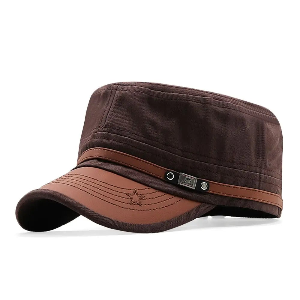 Men Unisex Army Hat Baseball Cap Cotton Cadet Hat Military  Breathable Combat Fishing Flat Adjustable Cap (Available)