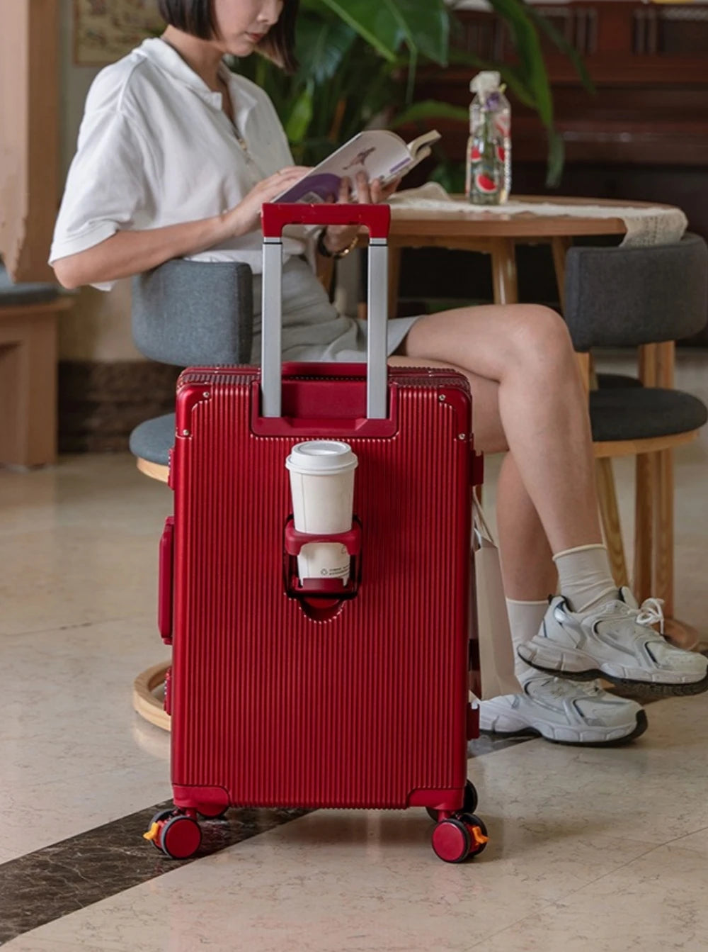 16"/20" Suitcase Carry-on Boarding for Women Travel Trolley Case with Aluminum Frame Password Lock Rolling Luggage 22/24/26/28"