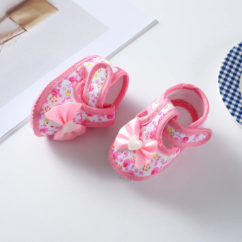 Newborn Baby Boy Girls Shoes Spring Autumn Lovely Floral Embroidery Anti-Slip Sneaker Crib Shoes Soft Cotton Cute First Walkers