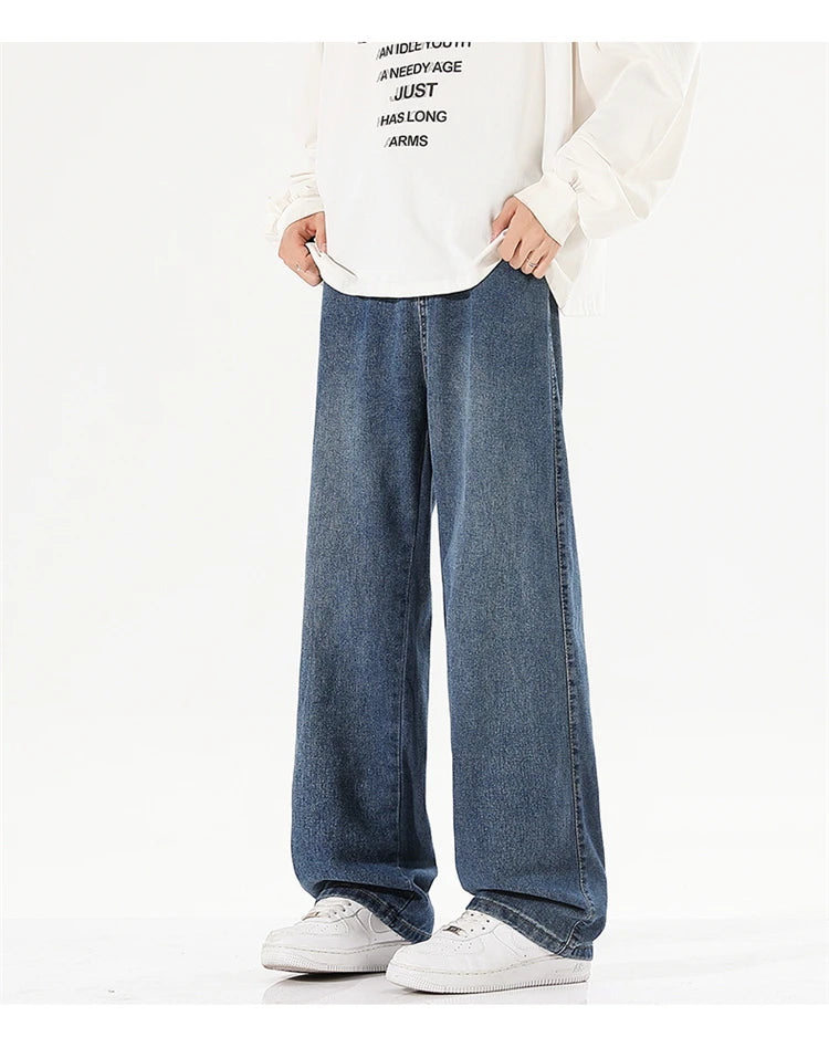 Men's Jeans Summer Thin Style Trendy Fashion 2025 New Boys Casual Versatile Loose Straight Wide-Leg Pants Men's