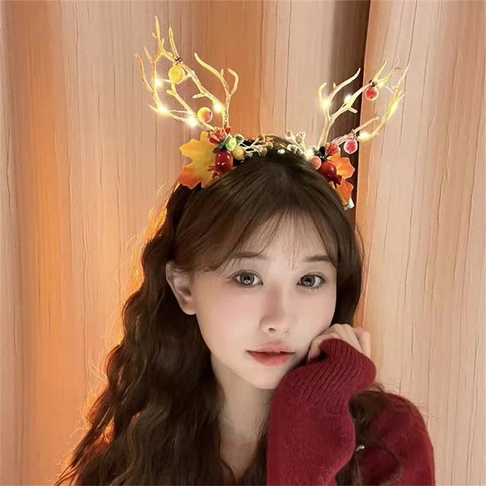 Christmas LED Light Antler Headband Cute  Christmas Party Atmosphere Decoration