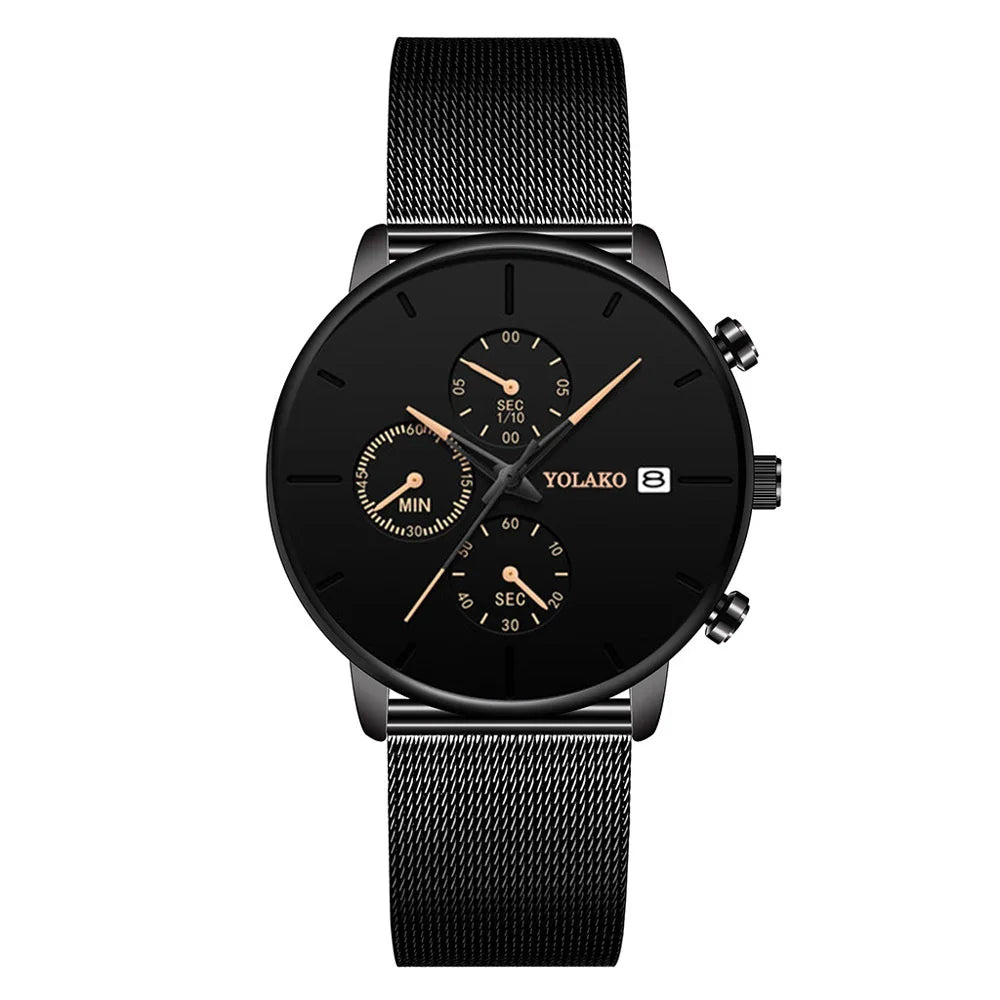 Mens Luxury Watches for Men Business Casual Ultra Thin Clock Male Stainless Steel Mesh Belt Quartz Watch relogio masculino