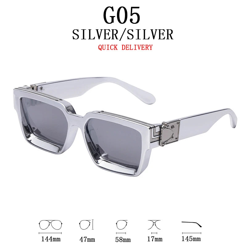 Millionaire Sunglasses For Men Vintage Square Sun Glasses Fashion Retro Sunglasses Women Trendy Luxe Gafas De Sol Hombre Lunette