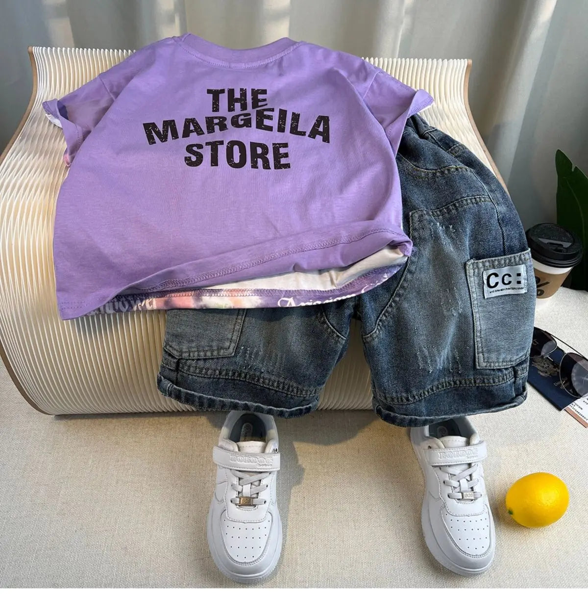 Korean Children's Summer Clothes Kids Set Outfits Boys 2025 Handsome Sleeveless&Short Sleeved T-shirt Denim Shorts 2-piece Set
