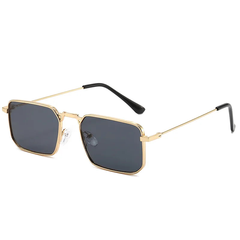 Men Brand Square  Driving Sunglasses Metal Narrow Frame Luxury Design Sun Glasses Women Anti UV400 Vintage Driving Sunglasses