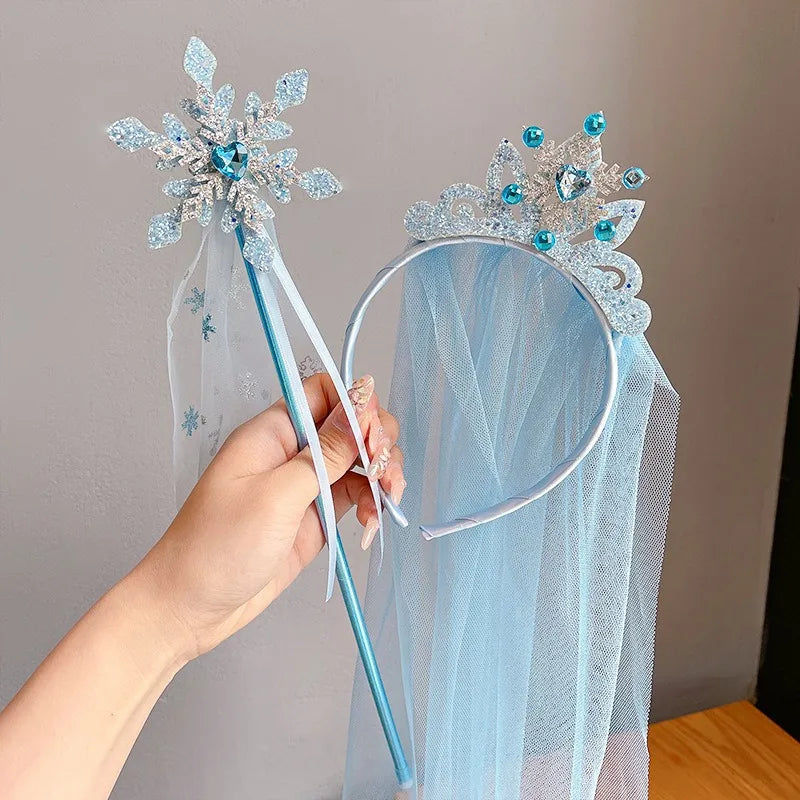 Baby Girls Pink Butterfly Fairy Magic Wand Toddler Snowflake Princess Cos Props Mermaid Cos Crown Photography Props