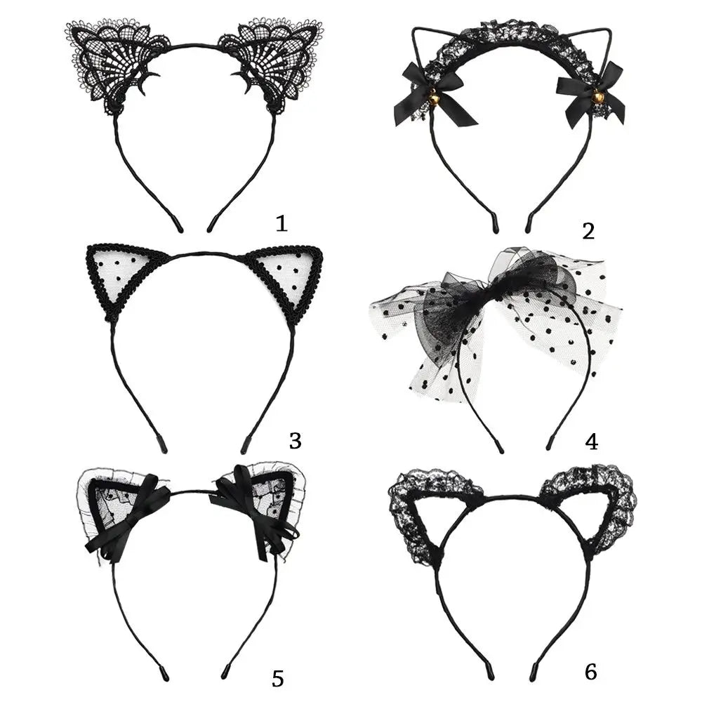 Cute Lace Cat Ears Headband Fancy Dress Hairband Women Girls Cosplay Headwear Masquerade Anime Costume Party