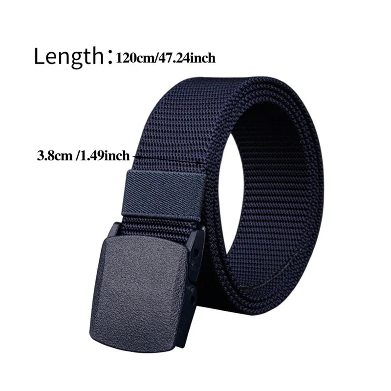Men Belt Belts Adjustable Belt Men Outdoor Travel Tactical Waist Belt with Plastic Buckle for Pants 120cm