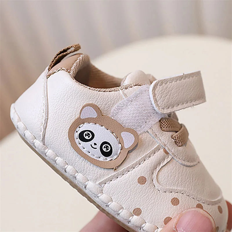 Baby Girls Synthetic Leather Flat Shoes Spring Autumn Anti-Slip Sole Cartoon Infant Shoes