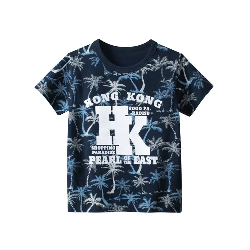 Jumping Meters Hot Selling Boys Girls Summer Baby T Shirts Short Sleeve Cartoon Cars  Toddler Tees Tops Boys Girls Clothing