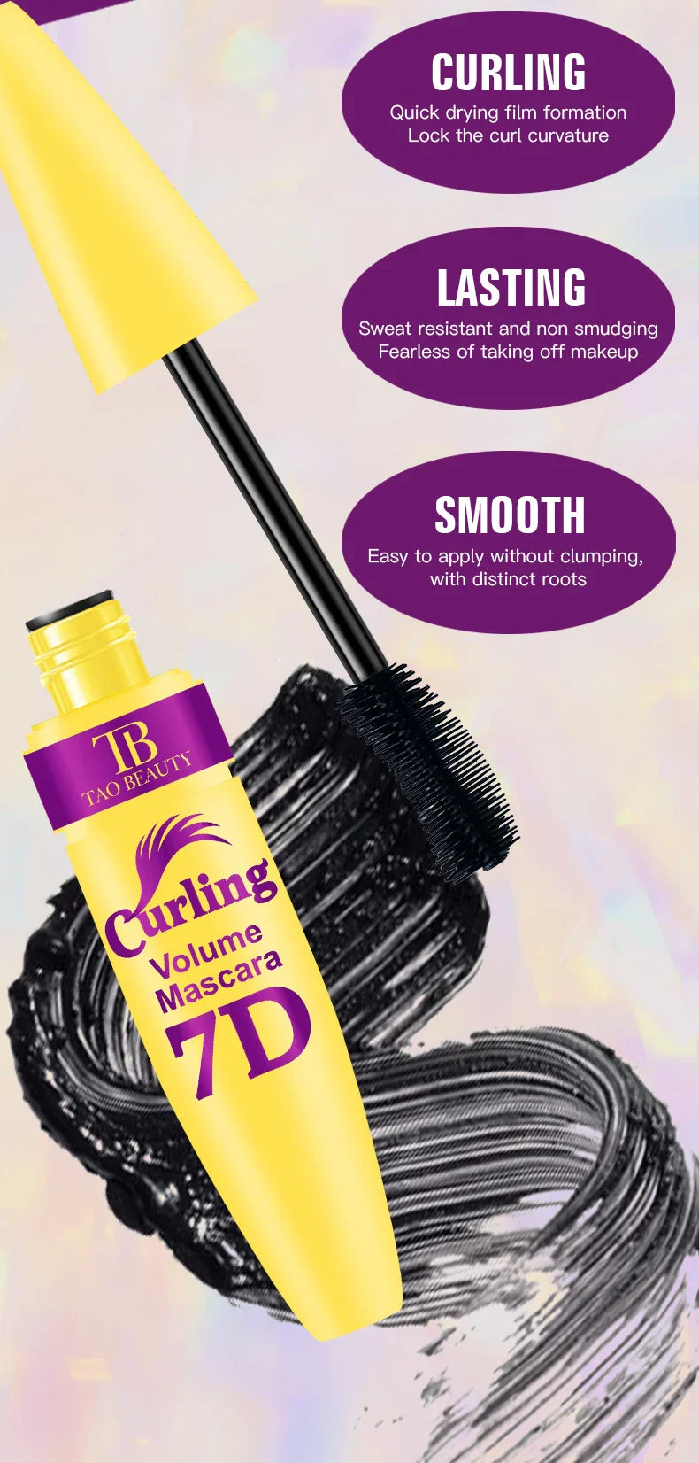 Black Waterproof 7D Mascara Thick Smudge-proof Encrypted Lengthening Curling Eye Lashes Styling Makeup Tools Female Eye Cosmetic