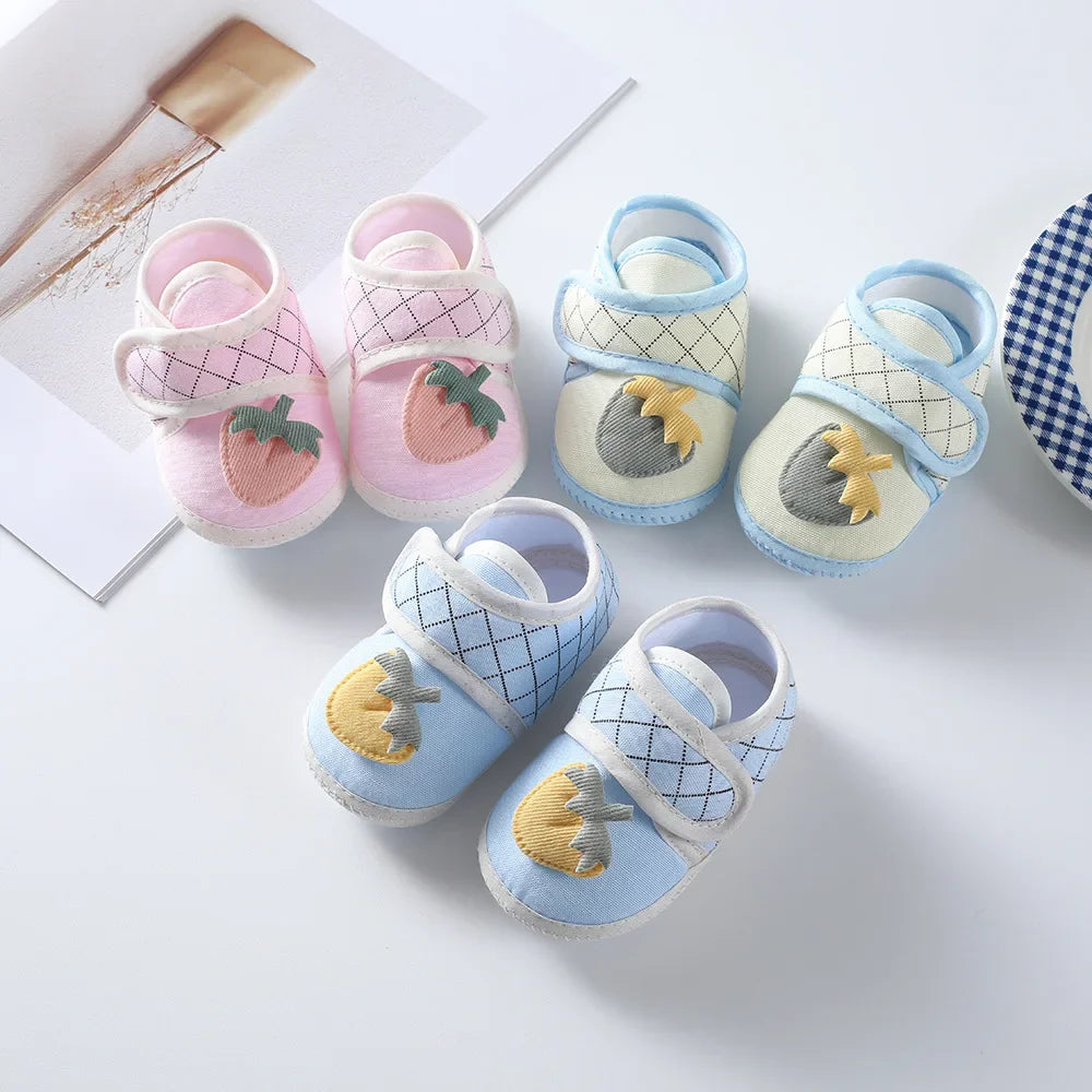 Newborn Baby Boy Girls Shoes Spring Autumn Lovely Floral Embroidery Anti-Slip Sneaker Crib Shoes Soft Cotton Cute First Walkers