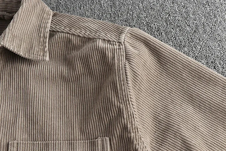 Men Loose Shirt Coat Long Sleeve Single Breasted Casual Shirts Pocket Spliced Turn Down Collar Blouses Cardigan Solid Autumn