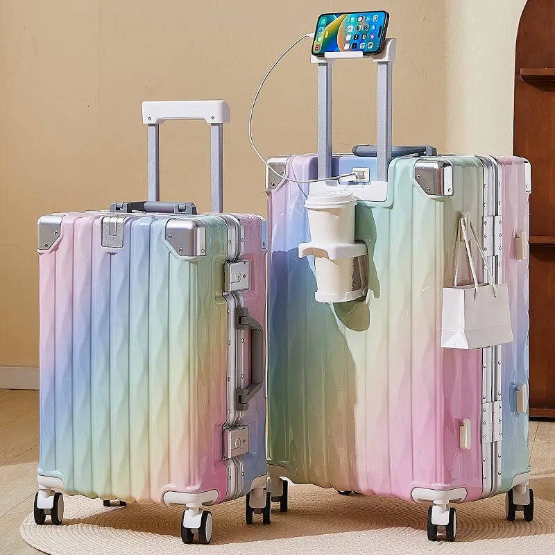 20 inch luggage case, new large capacity suitcase, 24 aluminum frame travel case, durable password box