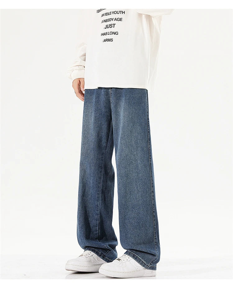 Men's Jeans Summer Thin Style Trendy Fashion 2025 New Boys Casual Versatile Loose Straight Wide-Leg Pants Men's